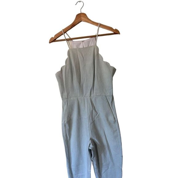 BCBGeneration Light Wash Denim Jumpsuit Scalloped Camisole Sleeveless Size 6 - Picture 2 of 13
